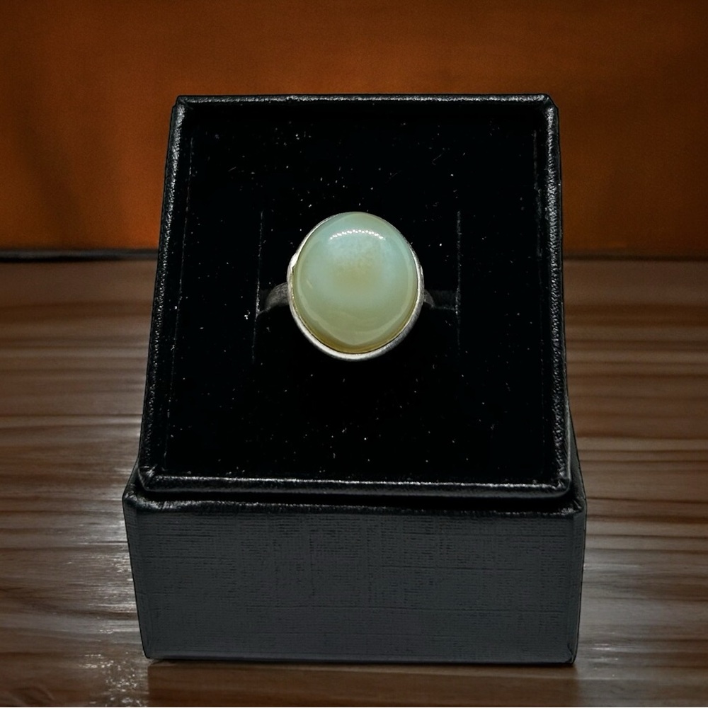 Green Agate Silver Plated Ring